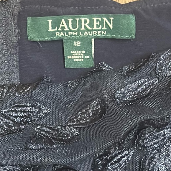 Lauren Ralph Lauren Navy Off-Shoulder Bell Sleeve Dress - Picture 10 of 12